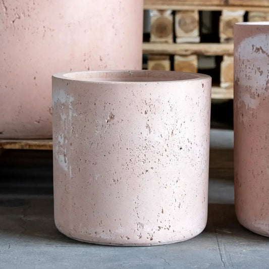 Aurella | Blushstone – 55cm Extra Large Concrete Cylinder Planter – 93L Round Plant Pot-0