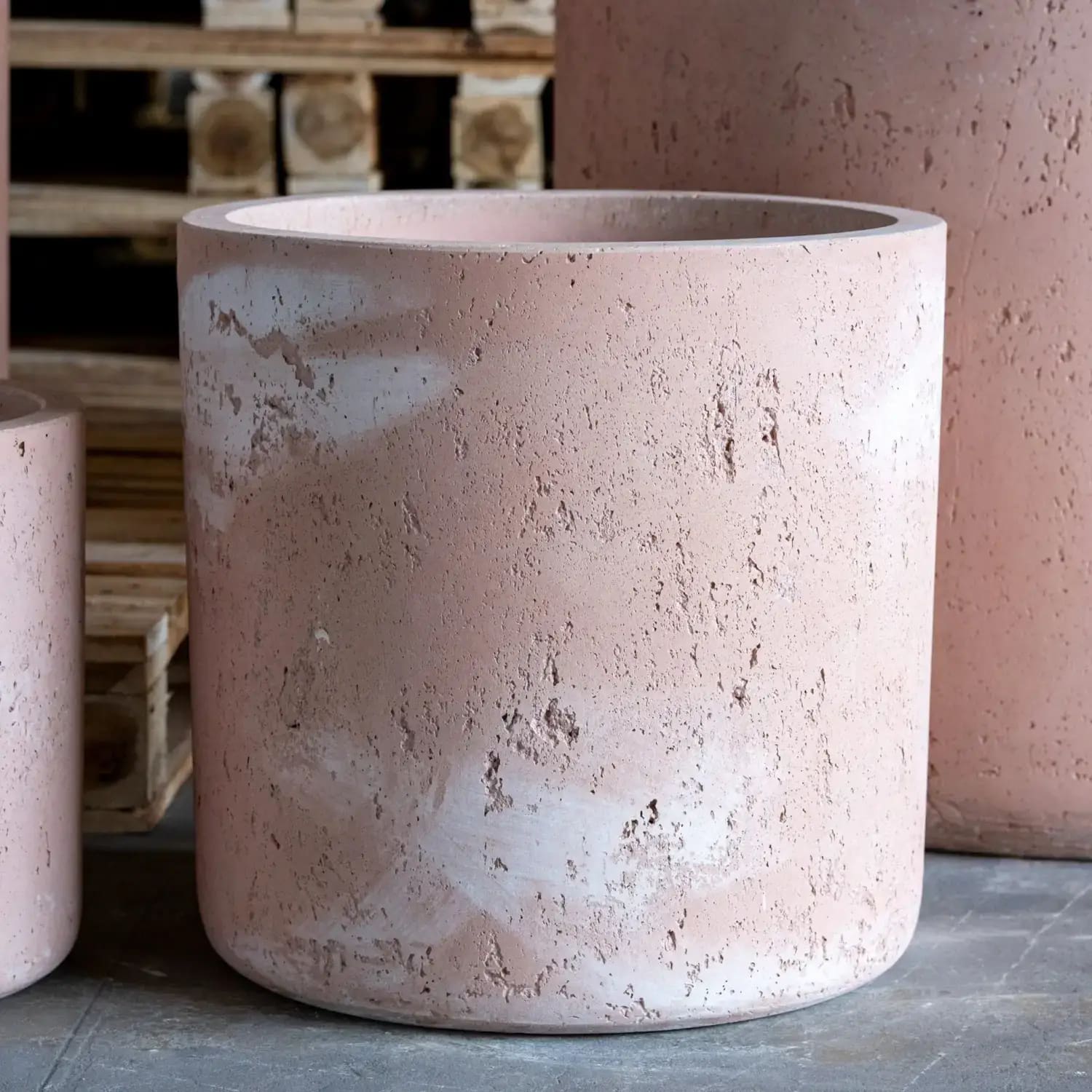 Aurella | Blushstone – 70cm X Large Concrete Cylinder Planter – 199L Round Plant Pot-0
