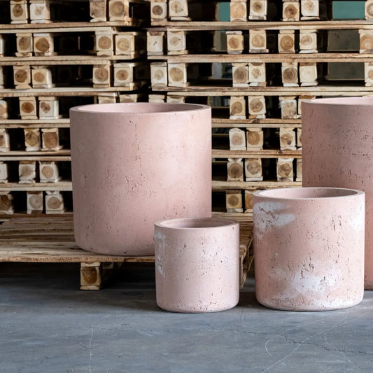 Aurella | Blushstone – 85cm XXL Concrete Cylinder Planter – 365L Round Plant Pot-0
