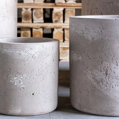 Aurella | Truffle – 30cm Medium Concrete Cylinder Planter – 13L Round Plant Pot-3