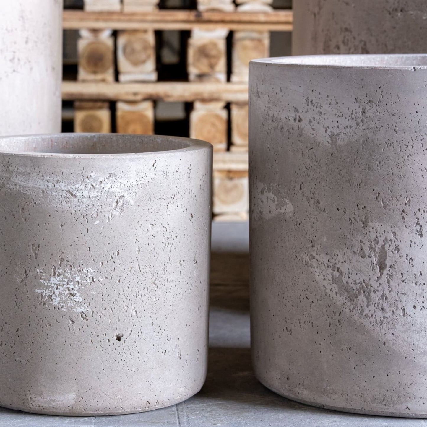 Aurella | Truffle – 40cm Large Concrete Cylinder Planter – 34L Round Plant Pot-3
