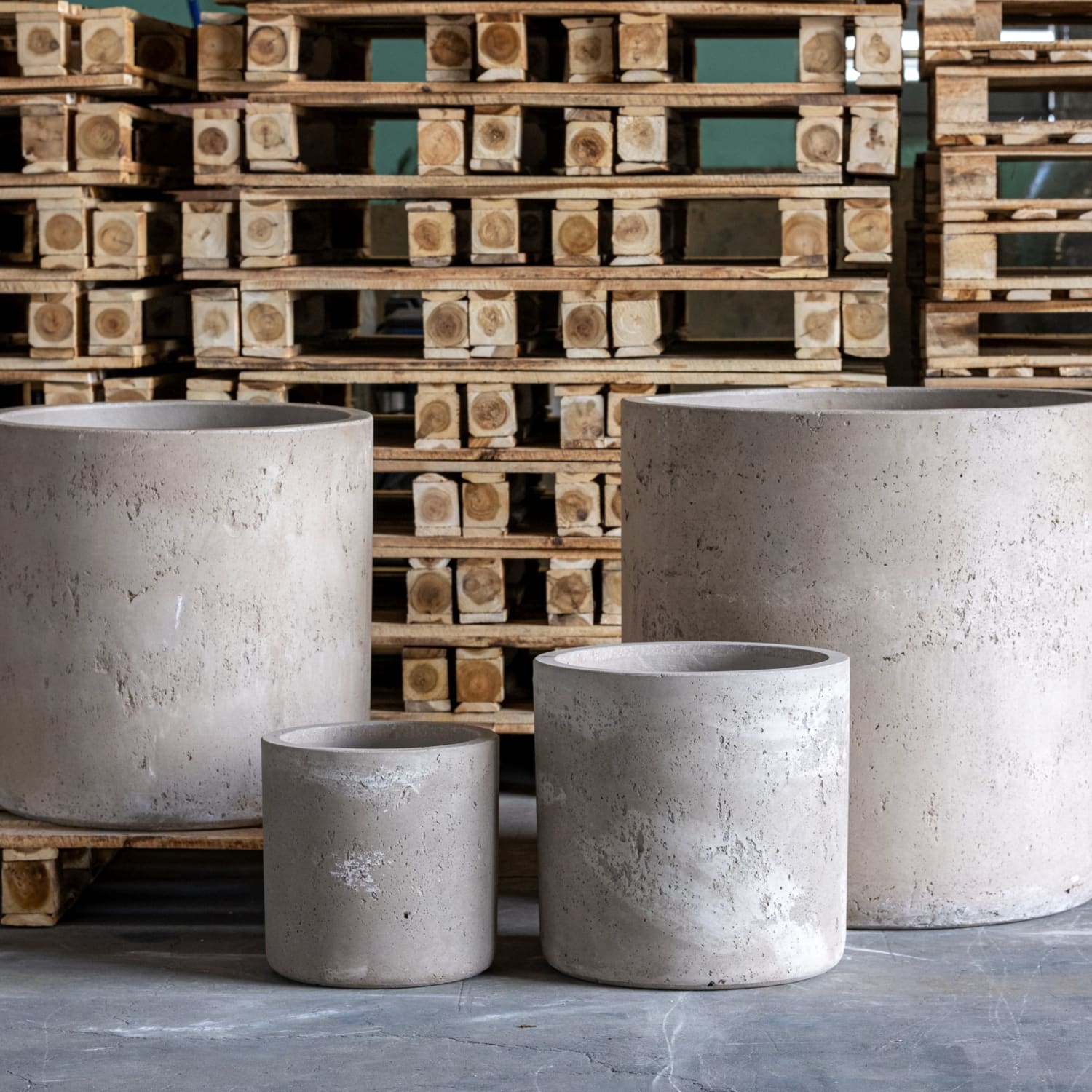 Aurella | Truffle – 40cm Large Concrete Cylinder Planter – 34L Round Plant Pot-0