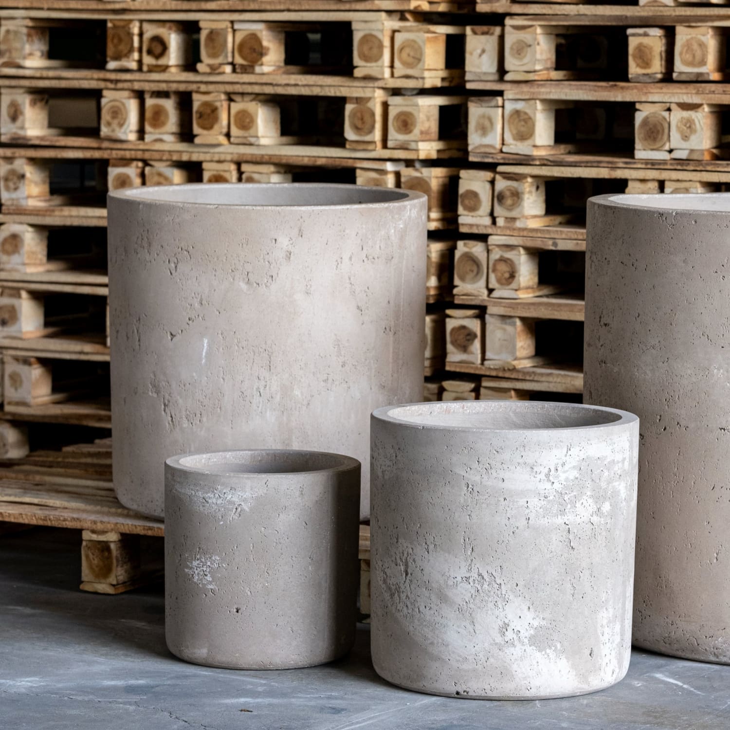 Aurella | Truffle – 55cm X Large Concrete Cylinder Planter – 93L Round Plant Pot-1