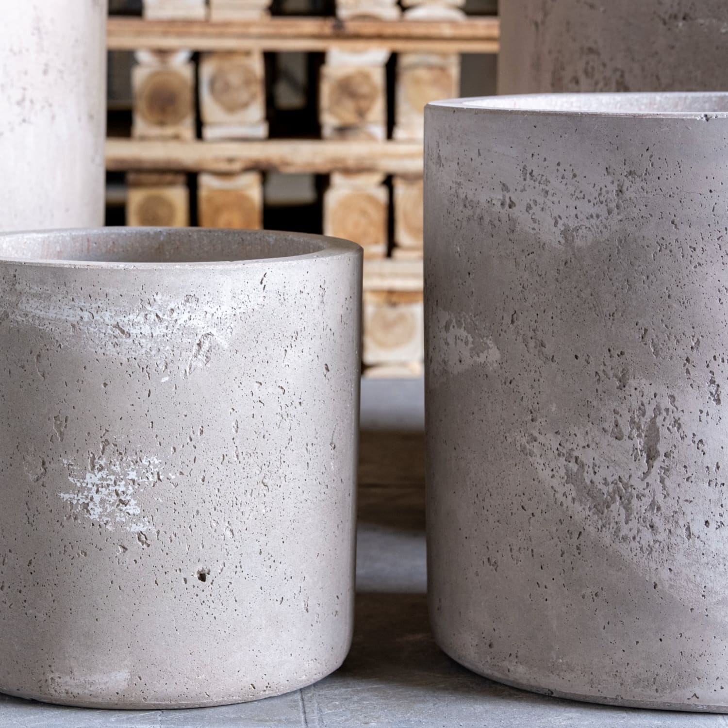 Aurella | Truffle – 55cm X Large Concrete Cylinder Planter – 93L Round Plant Pot-3