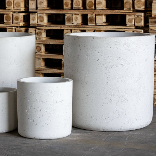 Aurella | White Mist – 100cm XXL Concrete Cylinder Planter – 621L Round Plant Pot-0