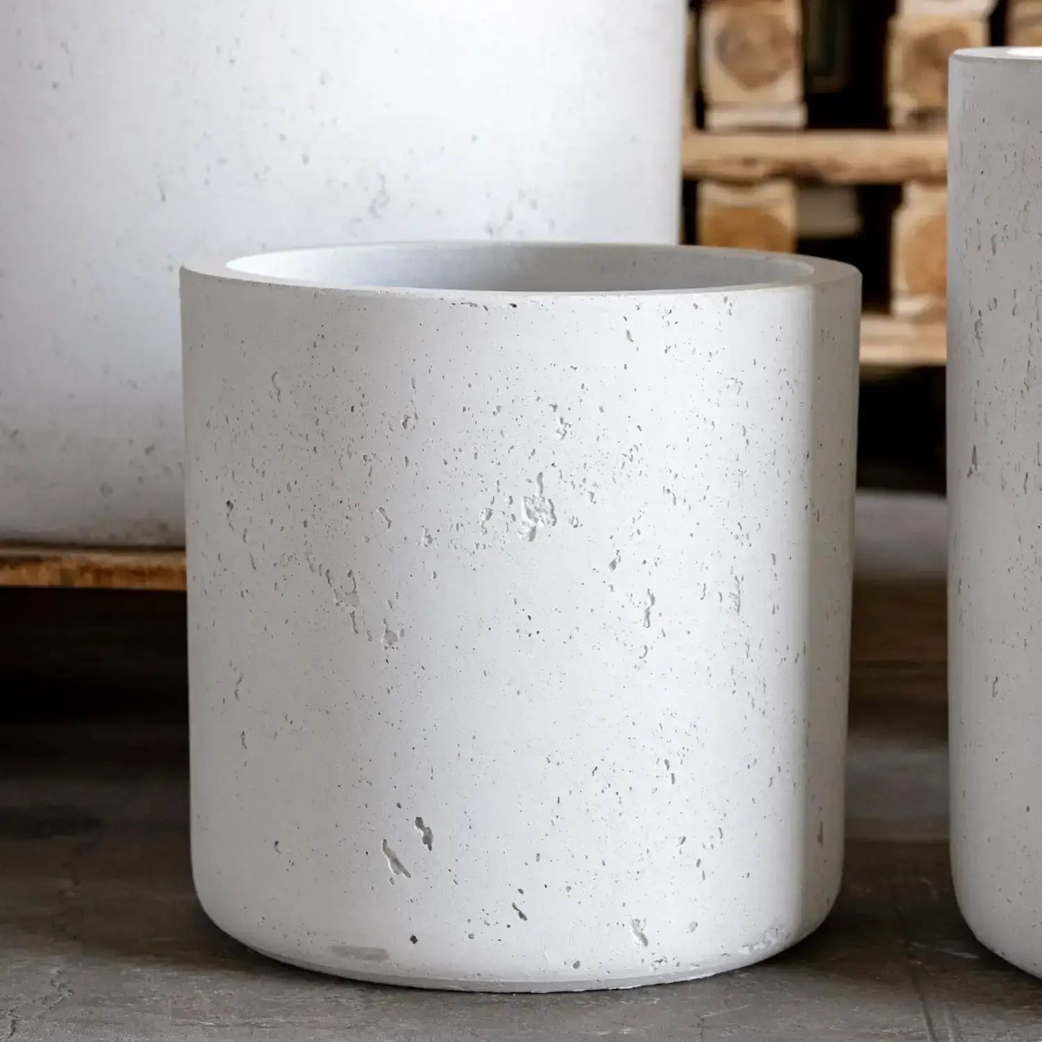Aurella | White Mist – 30cm Medium Concrete Cylinder Planter – 13L Round Plant Pot-0