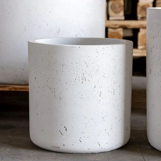 Aurella | White Mist – 30cm Medium Concrete Cylinder Planter – 13L Round Plant Pot-0