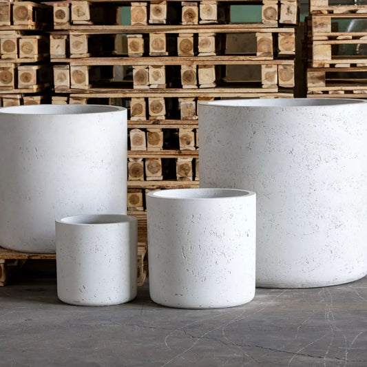 Aurella | White Mist – 85cm XX Large Concrete Cylinder Planter – 365L Round Plant Pot-0