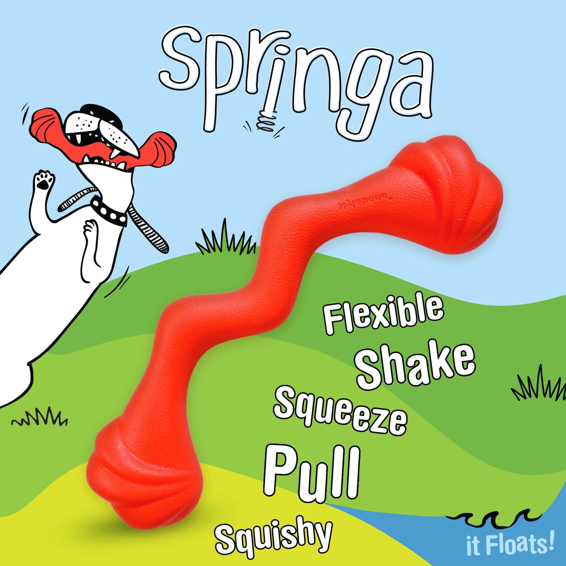Springa Interactive Dog Toy, Lightweight Flexible Floatable Tug Toy