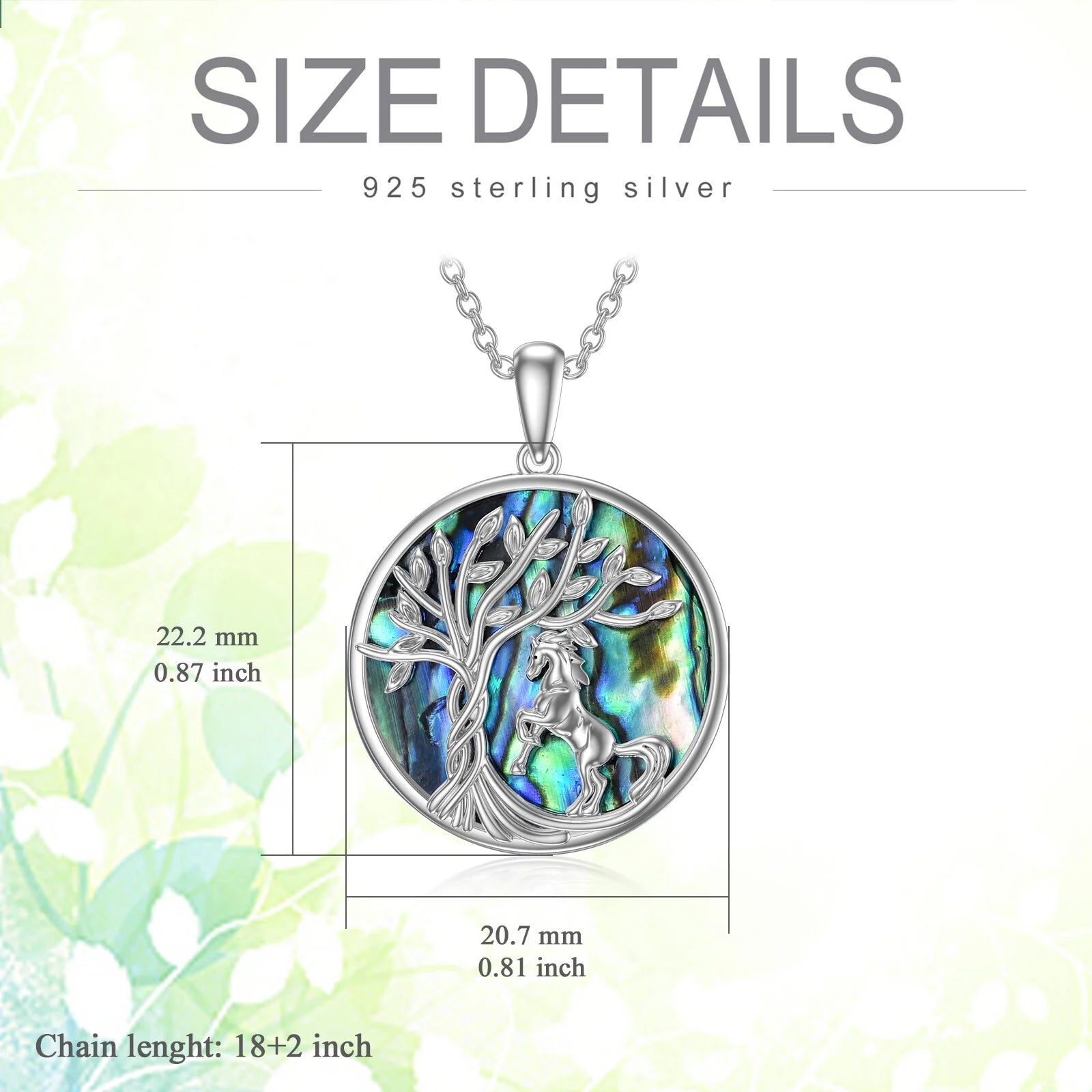 Birthday Gifts for Women Horse Necklace 925 Sterling Silver Tree of Life Horse Pendant Necklaces with Abalone Shell Animals Jewelry Graduation Gifts for Women