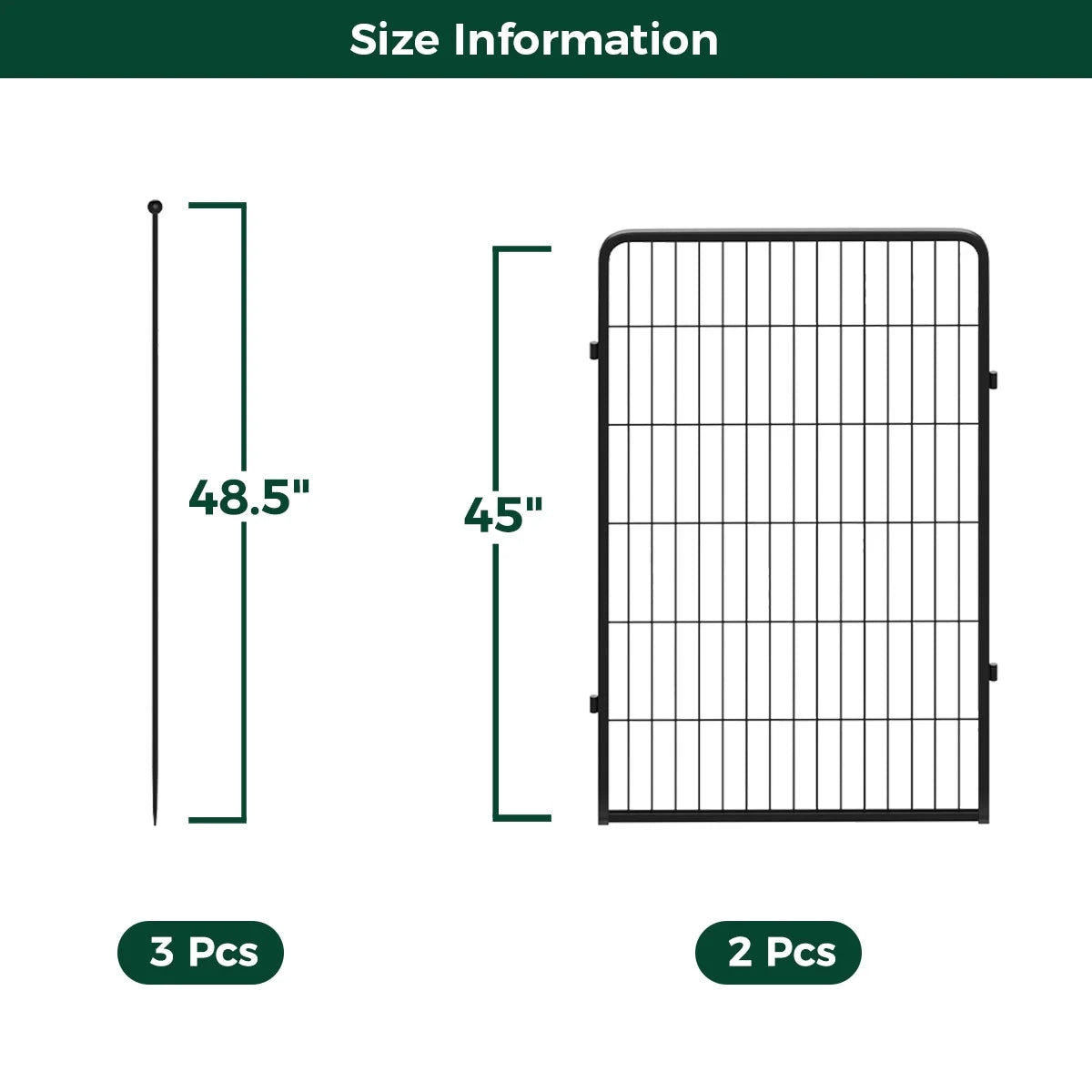 Rollick Dog Playpen for Yard, RV Camping, 45 Inch 2 Panels for Large Dogs│Patented, Black
