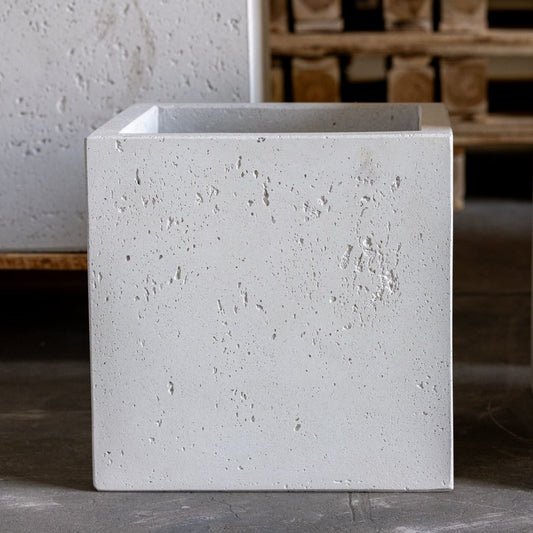 Cubrosa | White Mist – 30cm Medium Square Concrete Planter – 14L Block Plant Pot-0