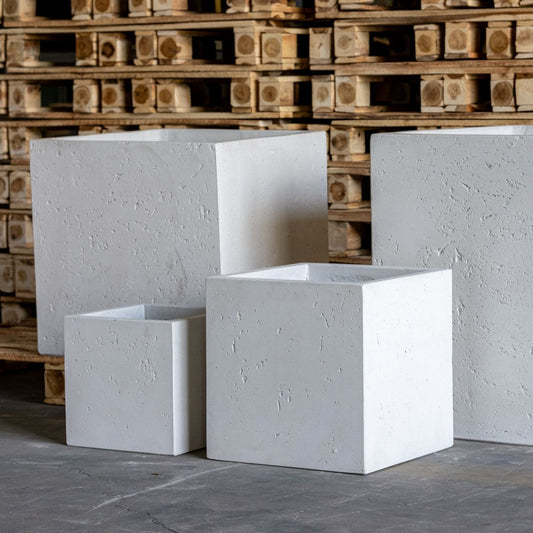 Cubrosa | White Mist – 70cm Large Concrete Square Planter – 246L Square Plant Pot-0