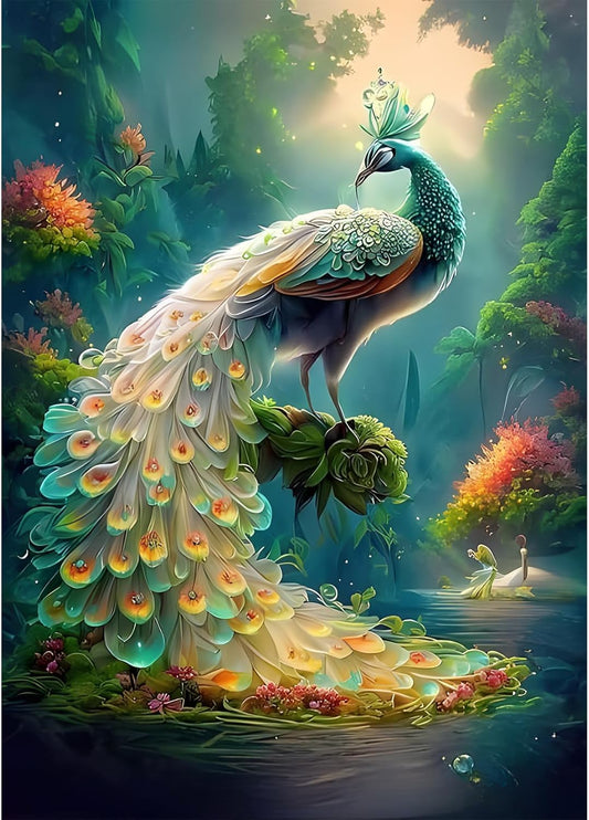 Peacock 2 DIY Art Kit, 5D Diamond Painting for Adults & Kids, 30X20Cm Decor