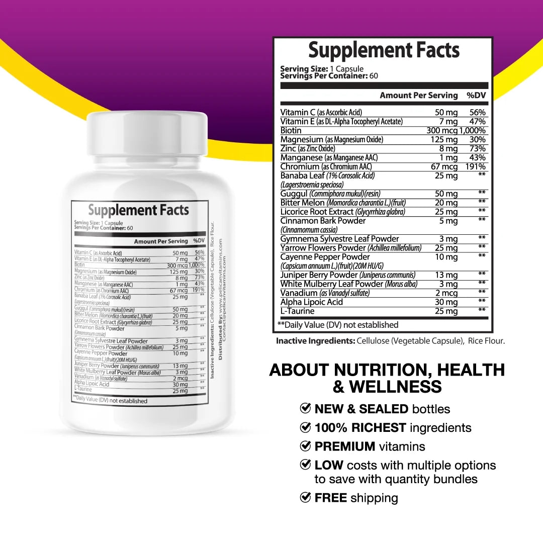 Gluco Shield Pro-Glucose/Blood Sugar/Metabolism Support- 60 Capsules- Dr. Pelican
