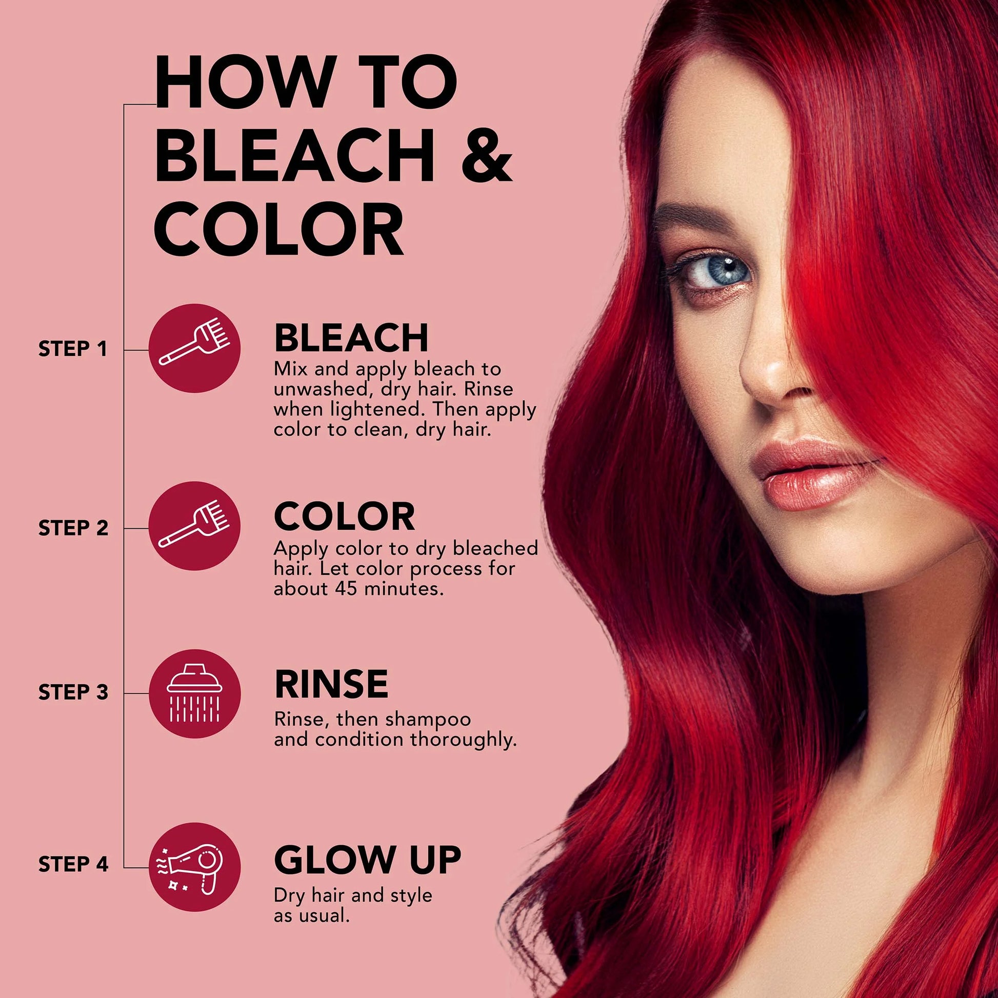 (3 Pack)  Luscious Raspberries Red Unisex Hair Color Kit, Semi-Permanent Dye