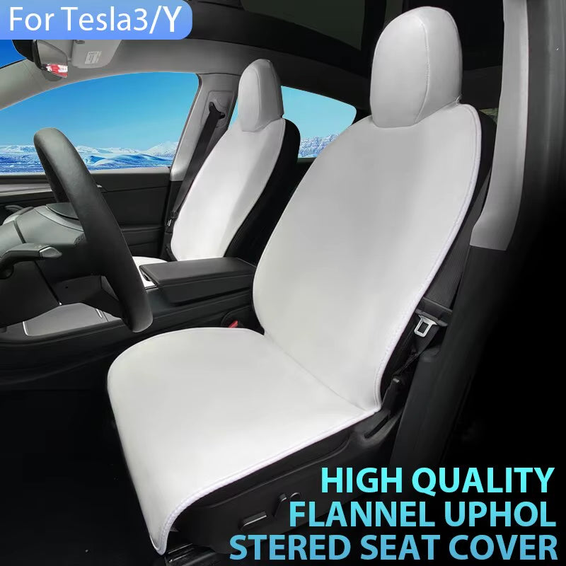 For Tesla Model 3 /Y High Quality Flannel Upholstered Seat Cover Snug Warm Cushion Car Modified Interior Decorate Accessories all good