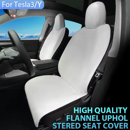 For Tesla Model 3 /Y High Quality Flannel Upholstered Seat Cover Snug Warm Cushion Car Modified Interior Decorate Accessories all good