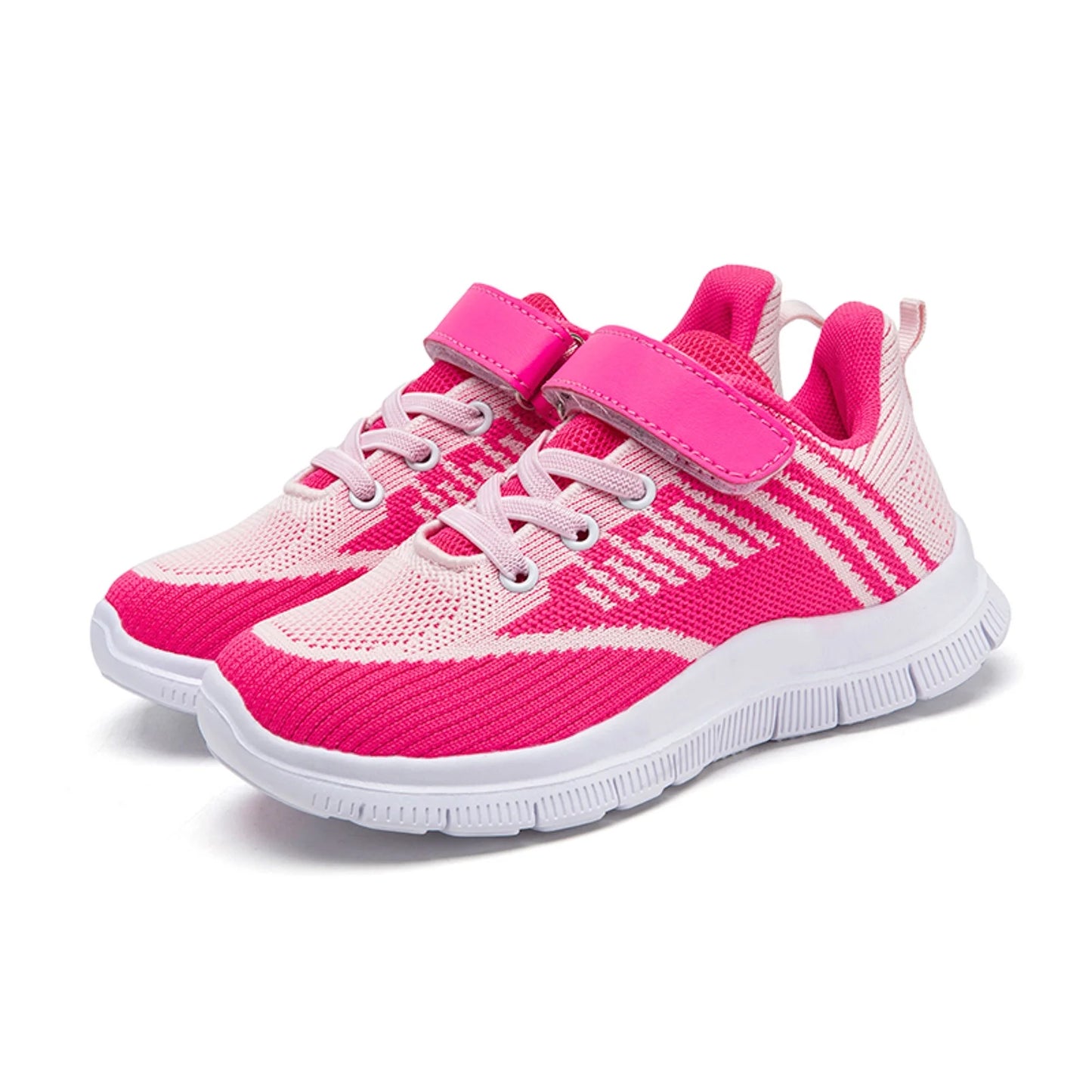Boys Slip on Sneakers Unisex-Child Boys Girls Shoes Tennis Sneakers Breathable Knit Running Sneakers (Hot Pink,2.5)