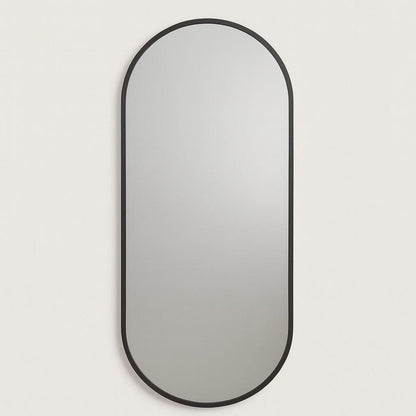 Emi - Full Length Black Metal Runway Oval Mirror - 180cm x 80cm-1