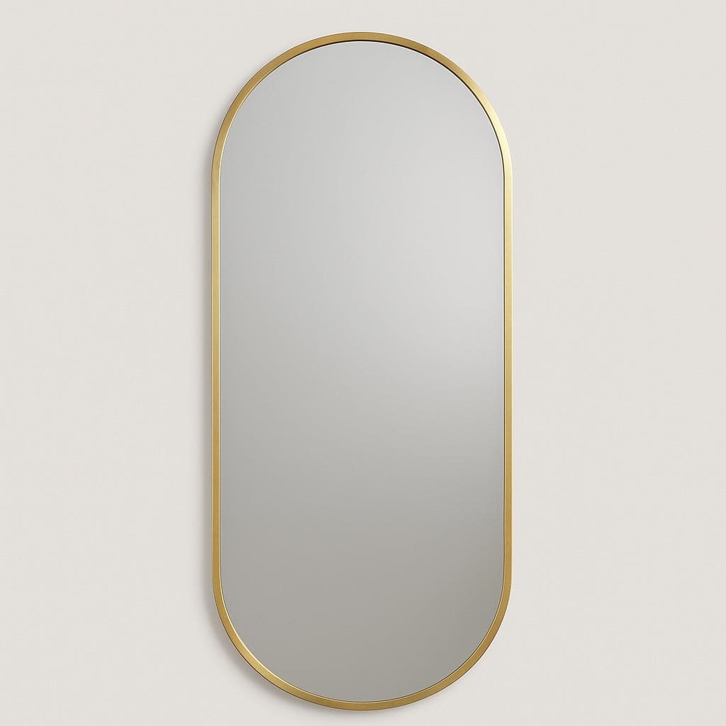 Emi - Full Length Gold Metal Runway Oval Mirror - 180cm x 80cm-1