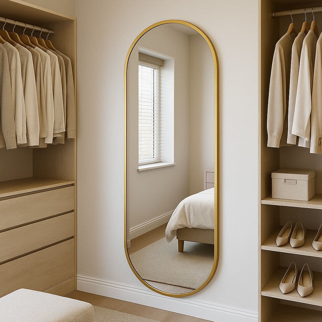 Emi - Full Length Gold Metal Runway Oval Mirror - 180cm x 80cm-0