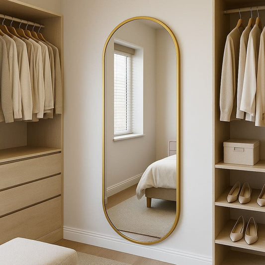 Emi - Full Length Gold Metal Runway Oval Mirror - 180cm x 80cm-0