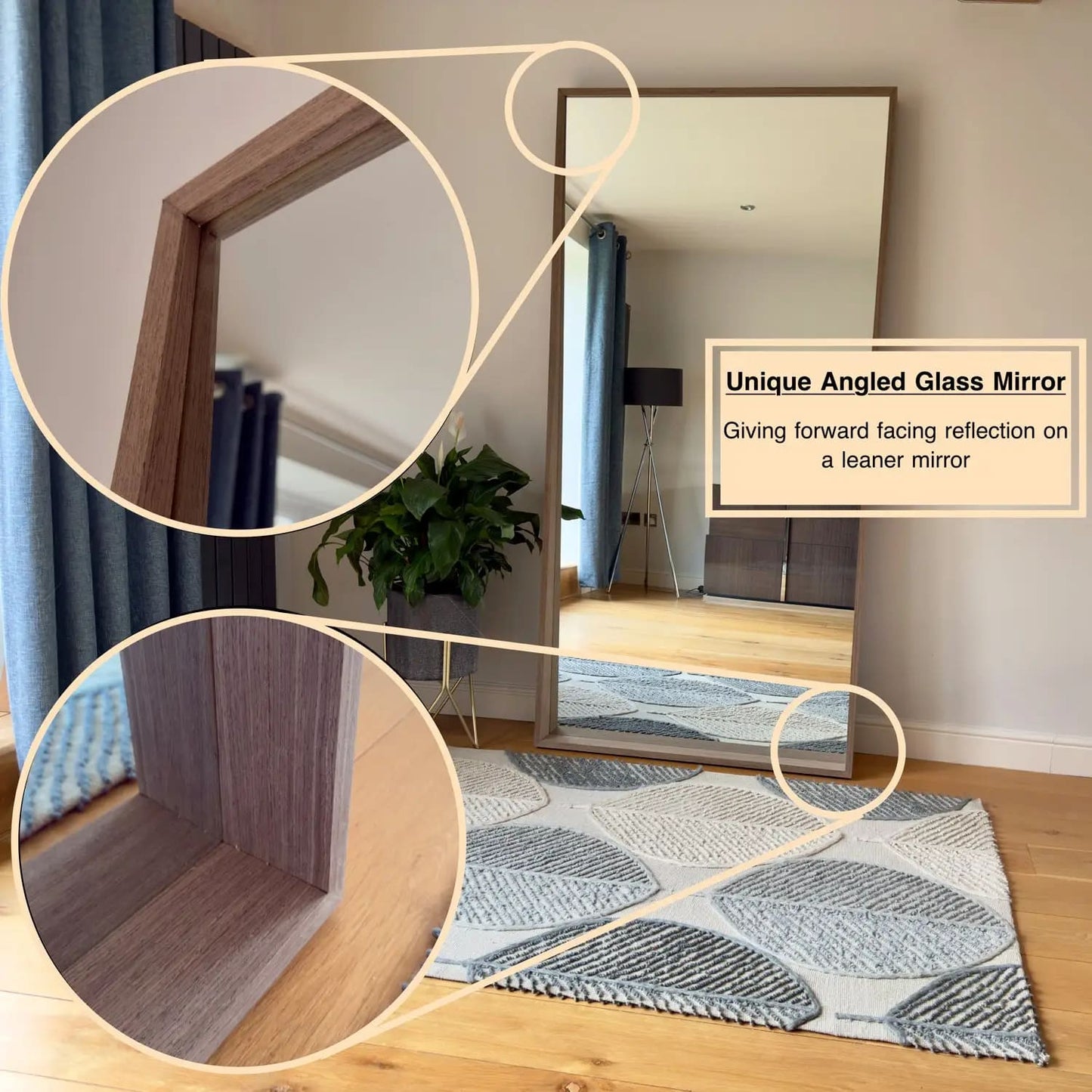 Hanaka - Full Length Grey Oak Rectangle Mirror - 200cm x 100cm-2
