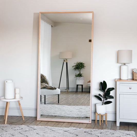 Hanaka - Full Length Natural Oak Rectangle Mirror - 200cm x 100cm-0