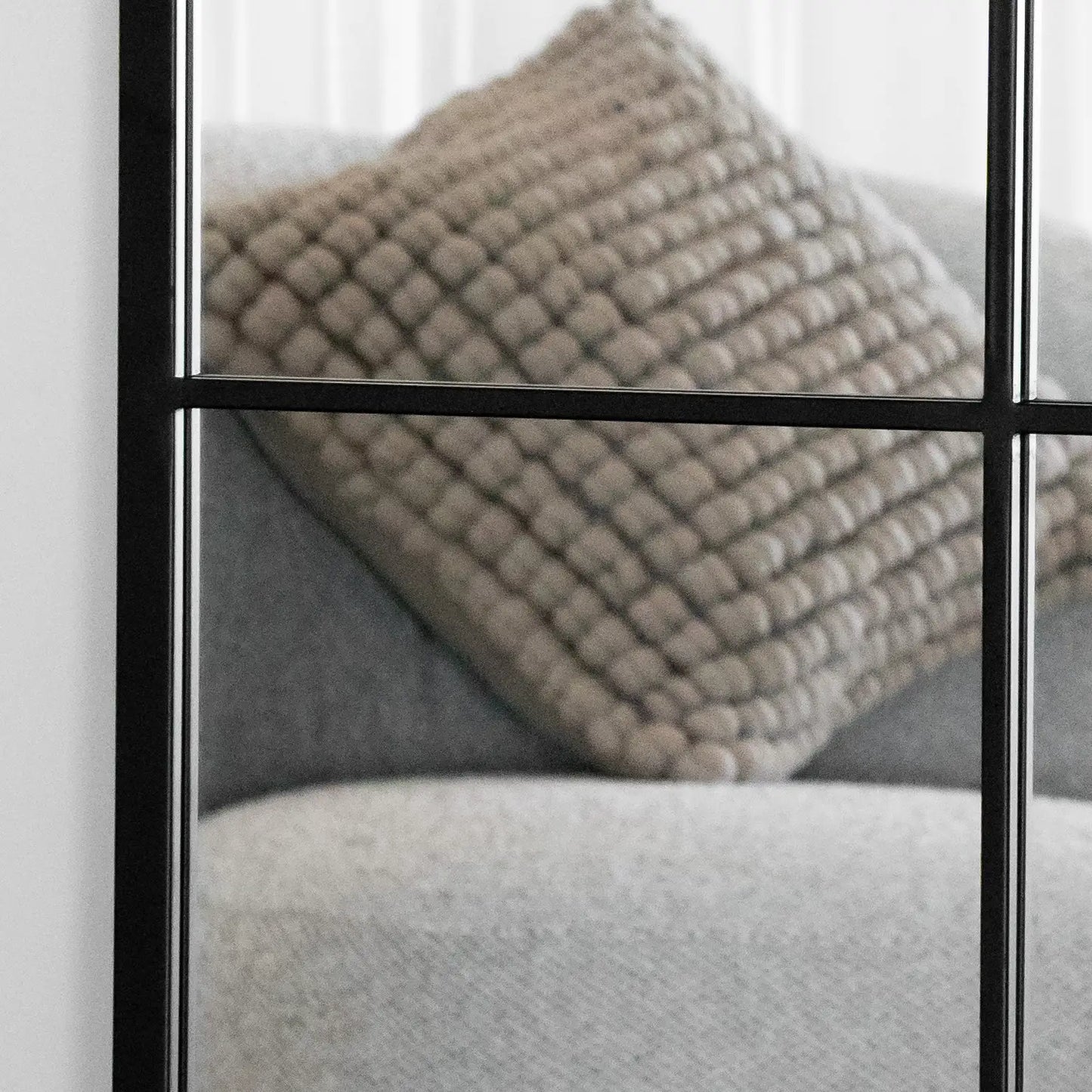 Kyō - Full Length Black Metal Rectangle Lattice Window Mirror - 180cm x 90cm-1