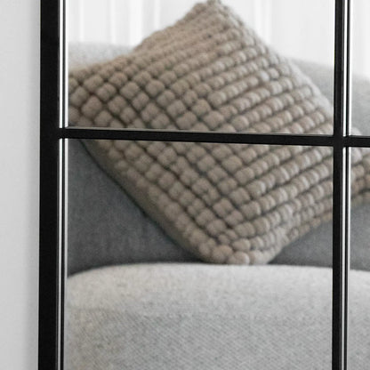 Kyō - Full Length Black Metal Rectangle Lattice Window Mirror - 180cm x 90cm-1