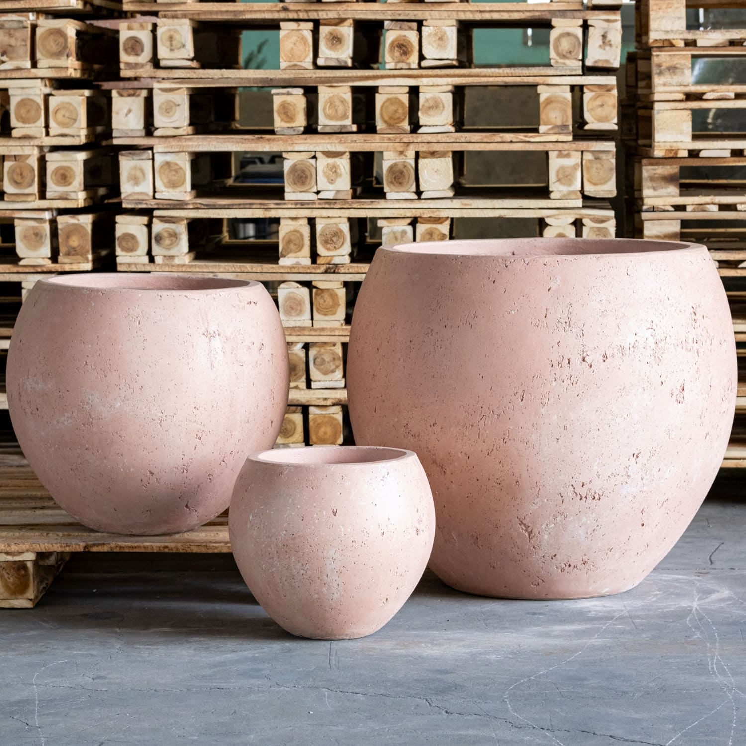 Orbello | Blushstone – 55cm Extra Large Concrete Sphere Planter – 82L Round Plant Pot-0