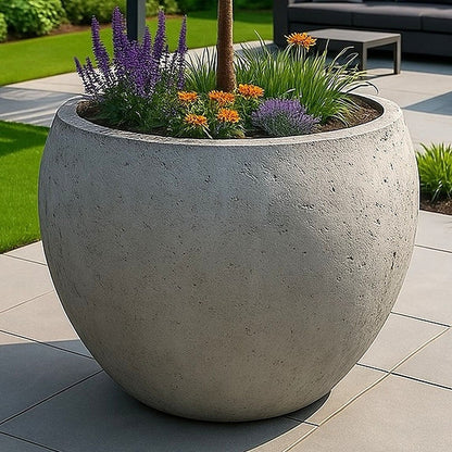 Orbello | Onyx Dusk – 110cm XXL Concrete Sphere Planter – 686L Round Plant Pot-0