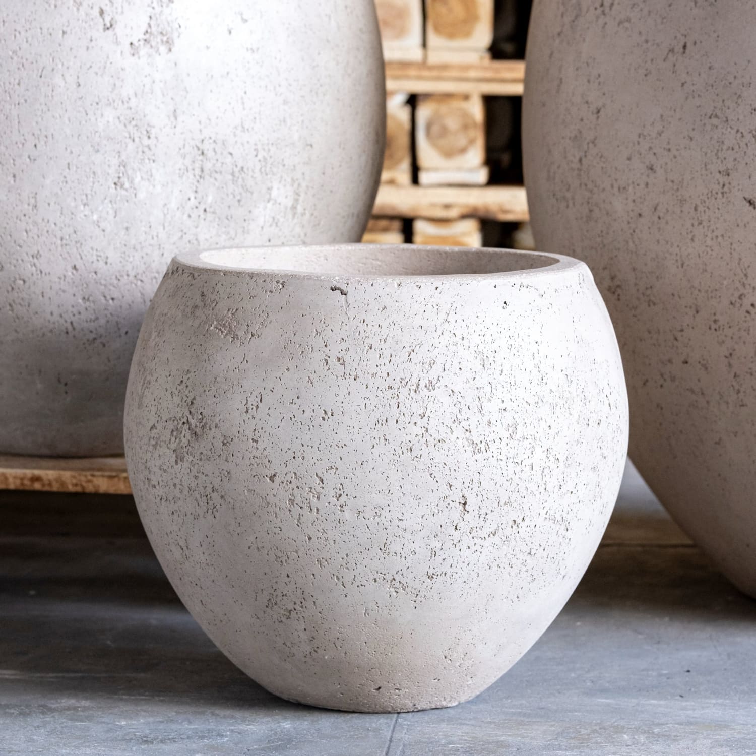 Orbello | Truffle – 70cm Extra Large Concrete Sphere Planter – 207L Round Plant Pot-2