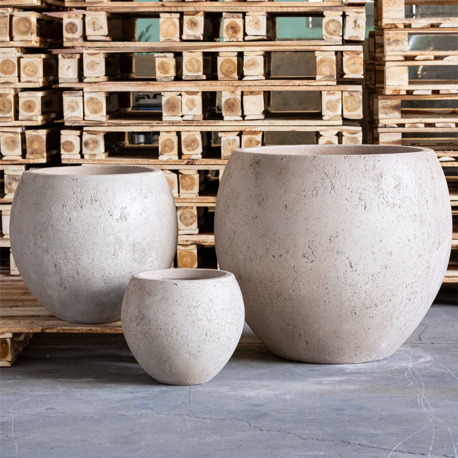 Orbello | Truffle – 70cm Extra Large Concrete Sphere Planter – 207L Round Plant Pot-0