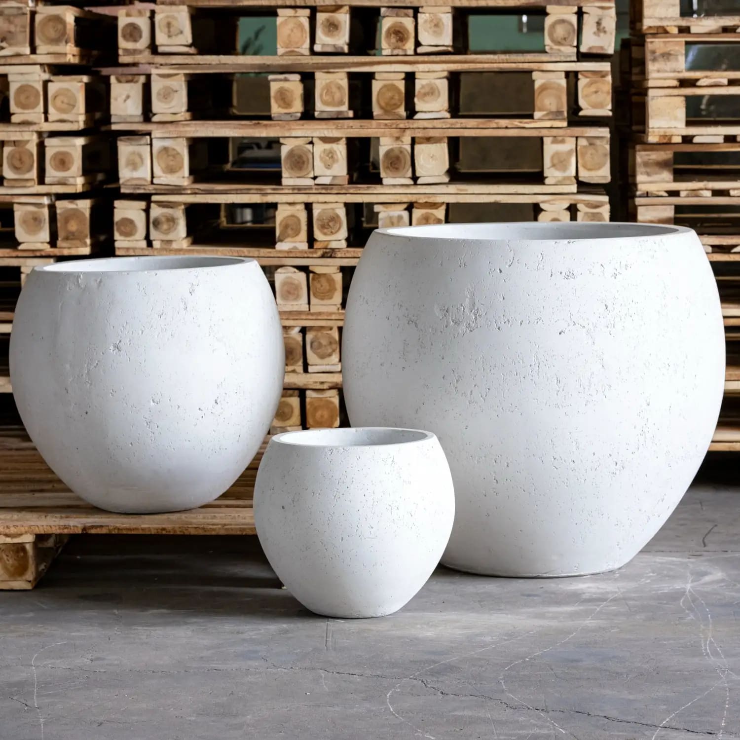 Orbello | White Mist – 55cm Extra Large Concrete Sphere Planter – 82L Round Plant Pot-0