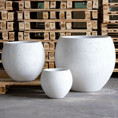 Orbello | White Mist – 55cm Extra Large Concrete Sphere Planter – 82L Round Plant Pot-0