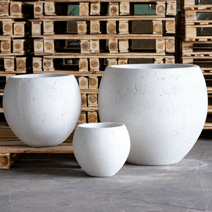Orbello | White Mist – 70cm Extra Large Concrete Sphere Planter – 207L Round Plant Pot-0