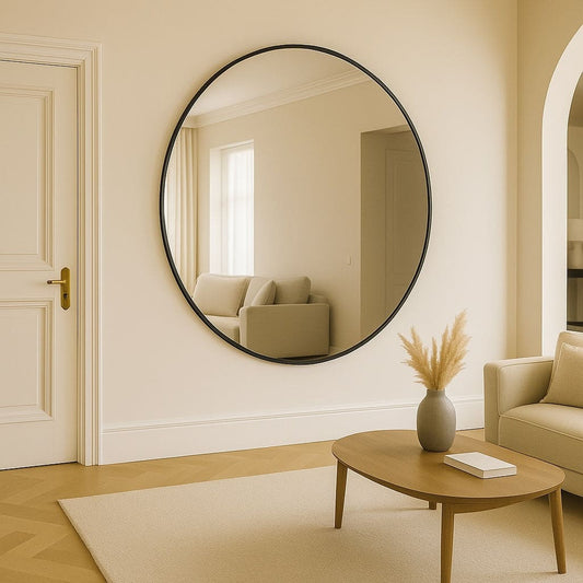 Rei - Extra Large Round Black Metal Circle Mirror - 150cm x 150cm-0
