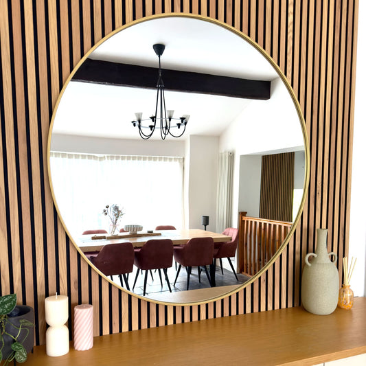 Rei - Extra Large Round Gold Metal Circle Mirror - 120cm x 120cm-0