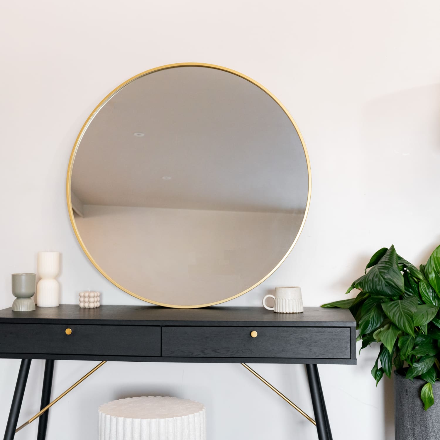 Rei - Large Round Gold Metal Circle Mirror - 90cm x 90cm-3