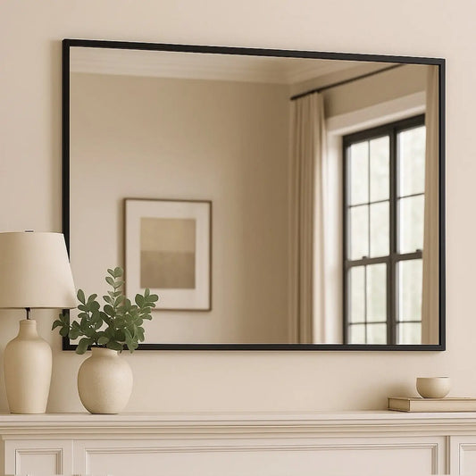 Takara - Black Metal Rectangle Mirror - 120cm x 95cm-0