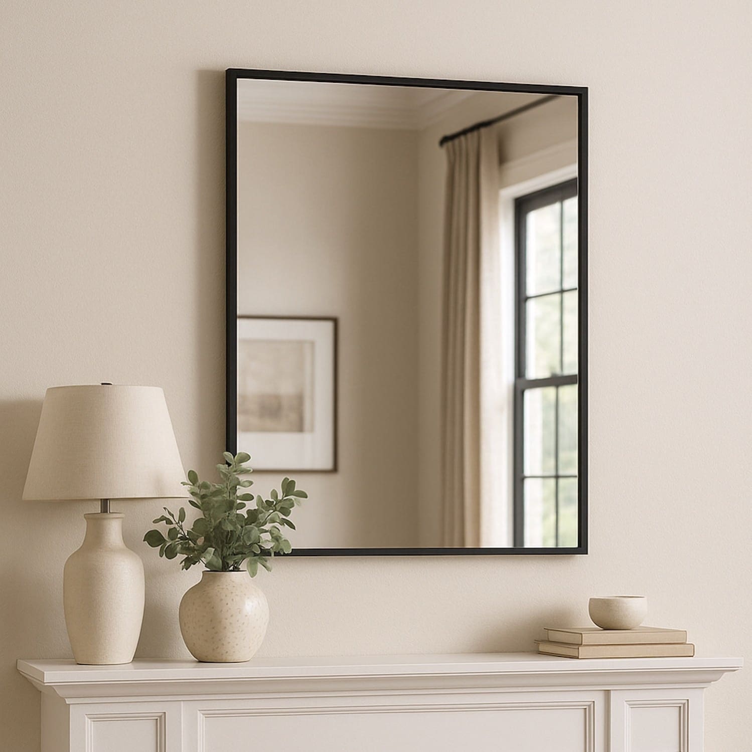 Takara - Black Metal Rectangle Mirror - 70cm x 50cm-0