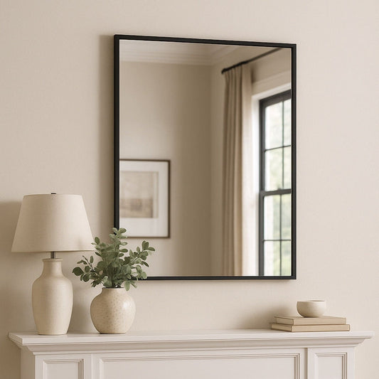 Takara - Black Metal Rectangle Mirror - 70cm x 50cm-0