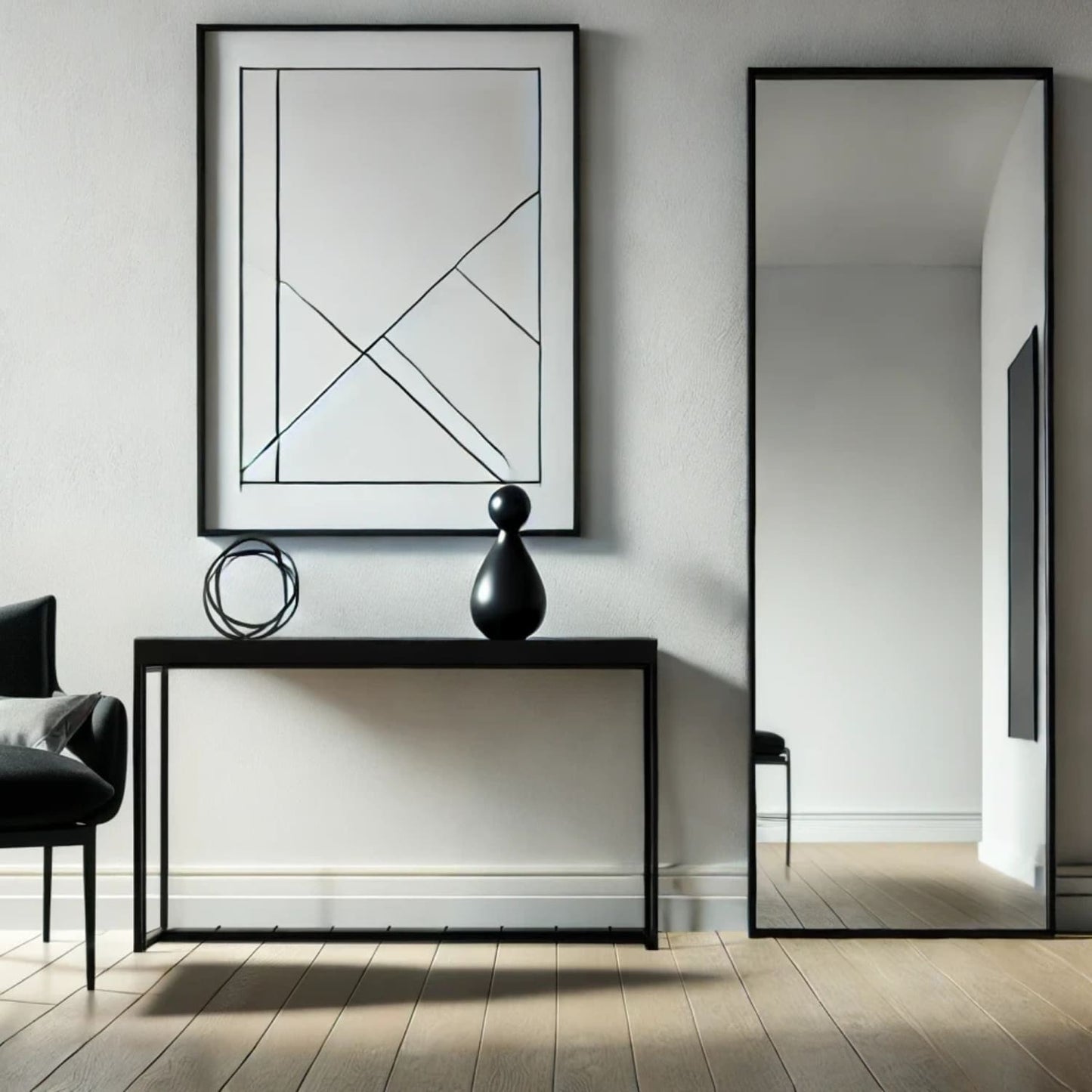 Takara - Full Length Black Metal Rectangle Mirror - 160cm x 60cm-0