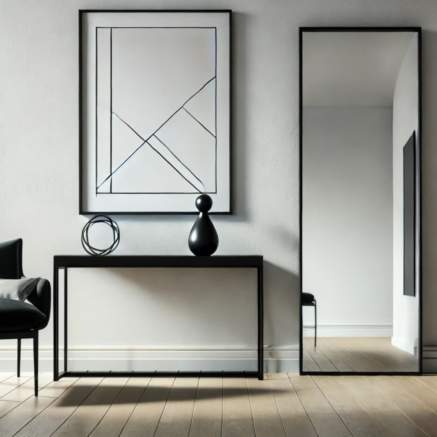 Takara - Full Length Black Metal Rectangle Mirror - 160cm x 60cm-0