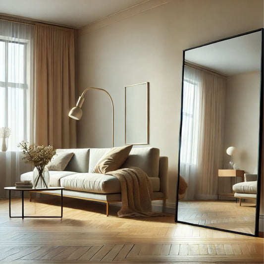 Takara - Full Length Black Metal Rectangle Mirror - 180cm x 105cm-0