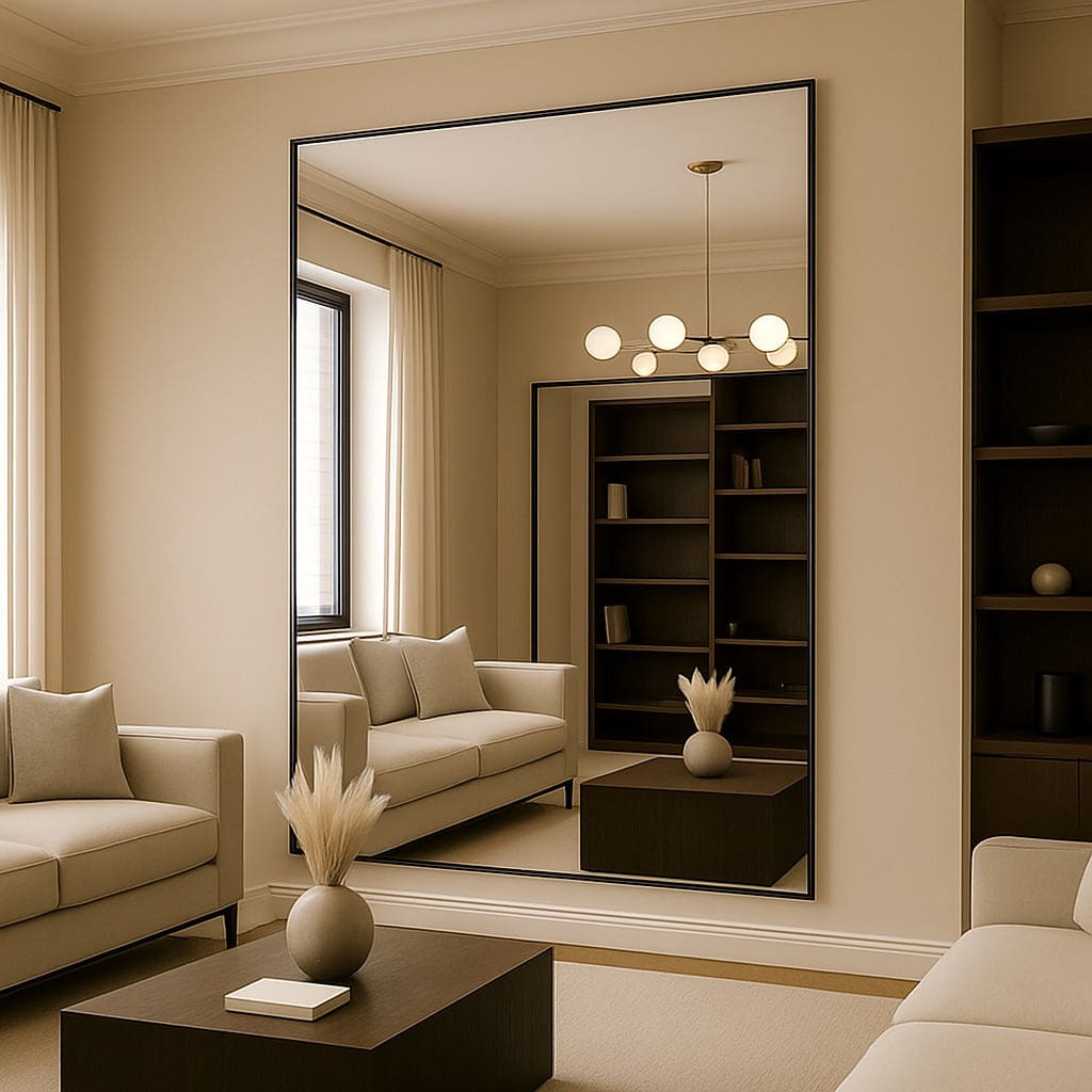 Takara - Full Length Black Metal Rectangle Mirror - 200cm x 150cm-0