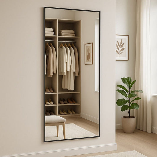 Takara - Full Length Leaner Black Metal Rectangle Mirror - 180cm x 90cm-0