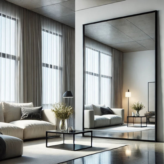 Takara - Full Length Leaner Black Metal Rectangle Mirror - 200cm x 120cm-0